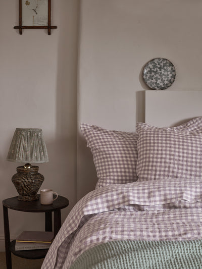 Elderberry Gingham Linen Blend Duvet Cover - alternate image