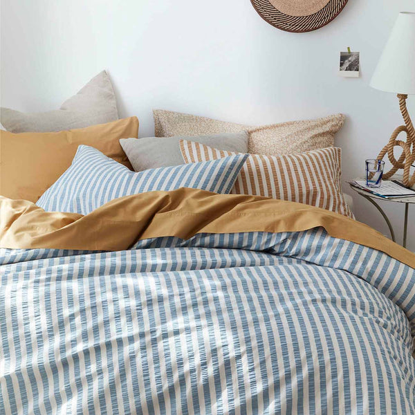Warm Blue Seersucker Stripe Cotton Bundle