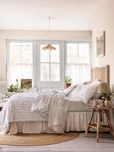 Elderberry Pembroke Stripe Linen Blend Duvet Cover - alternate image