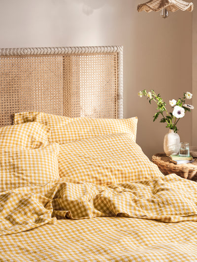 Honey Gingham Linen Blend Pillowcase (Pair)