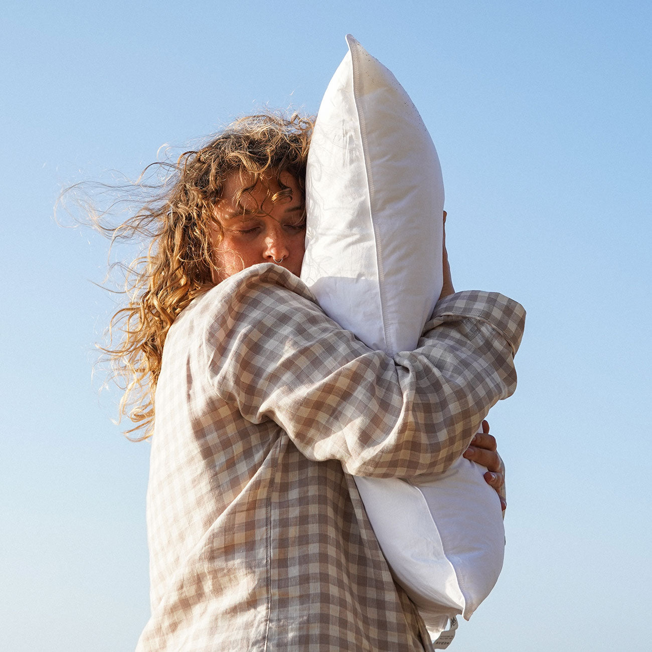 Eco Pillow and Mushroom Gingham Linen Pyjamas