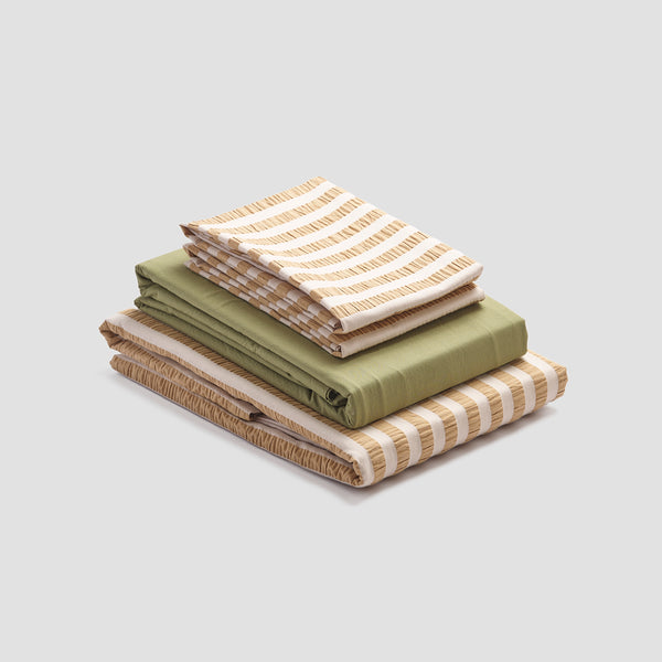 Ochre Seersucker Stripe Cotton Bundle