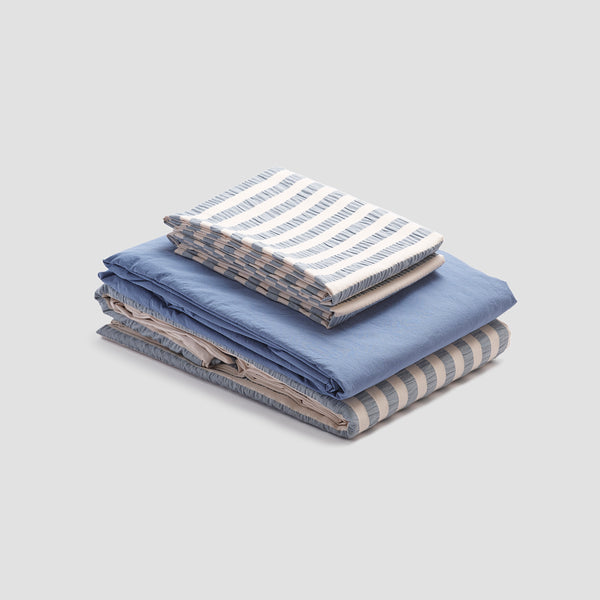 Warm Blue Seersucker Stripe Cotton Bundle