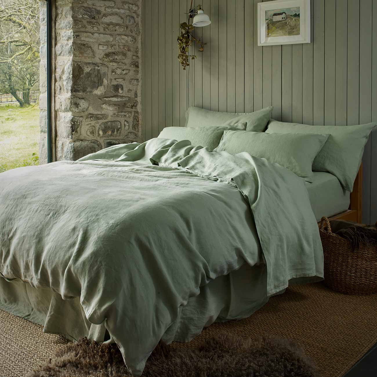 Sage Green Linen Duvet Cover