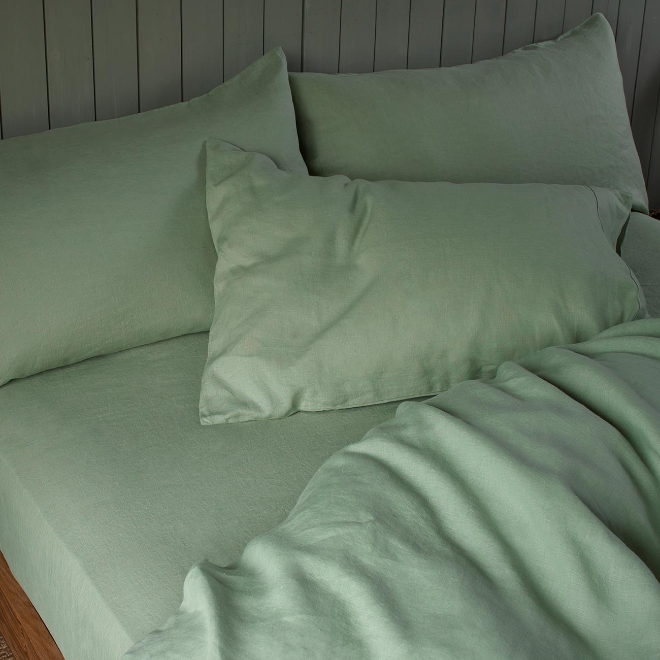 Sage Green Linen Fitted Sheet