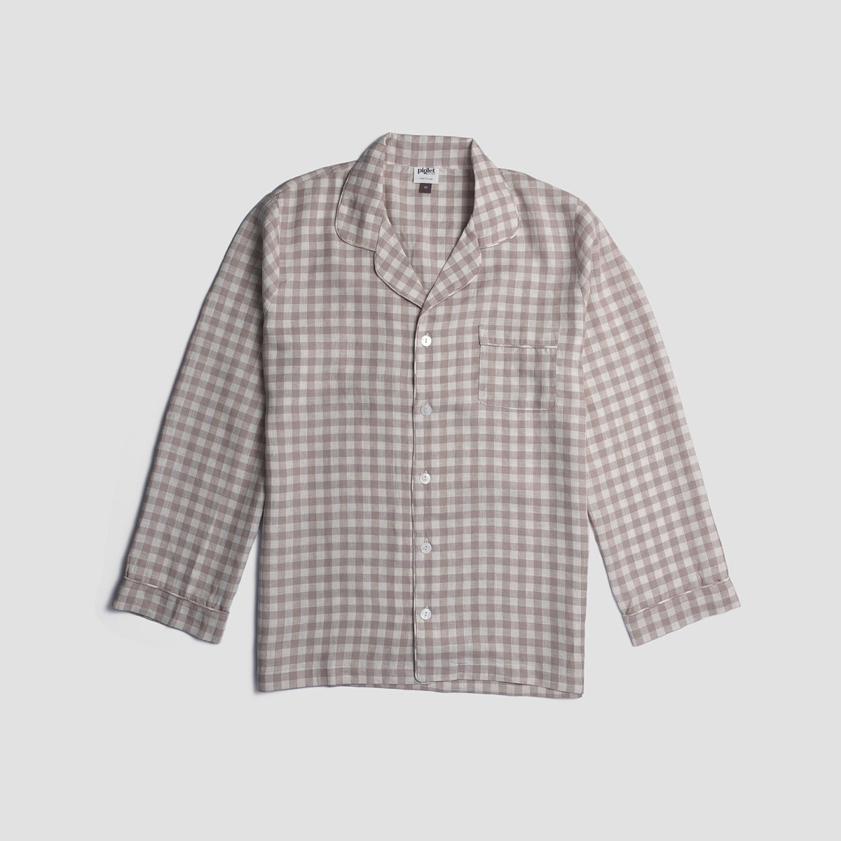 Men's Mushroom Gingham Pyjama Shirt