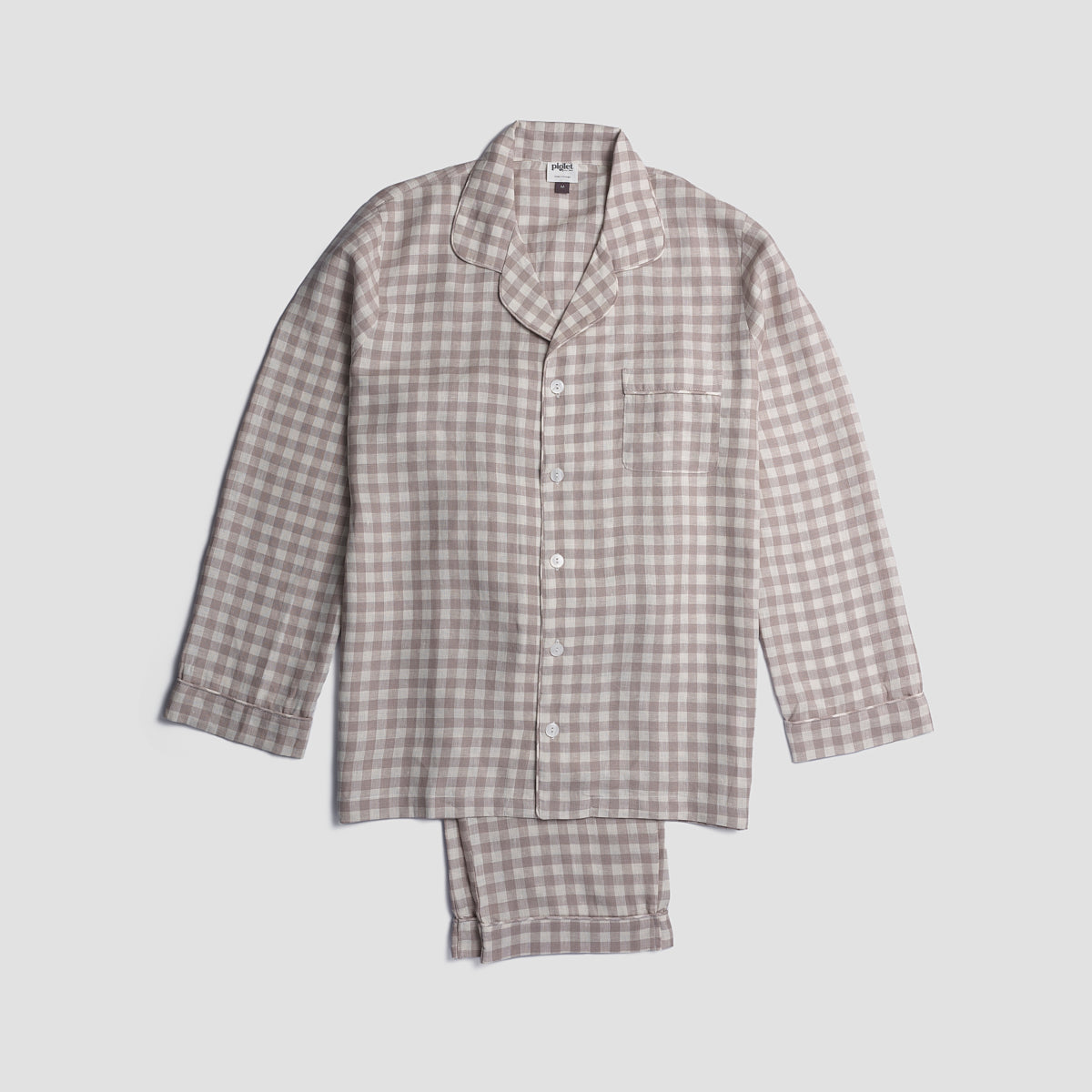 Men's Mushroom Gingham Pyjama Trouser Set