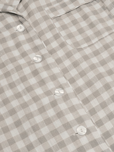 Mushroom Gingham Linen Night Shirt