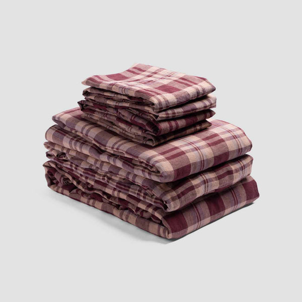Berry Check Linen Bundle