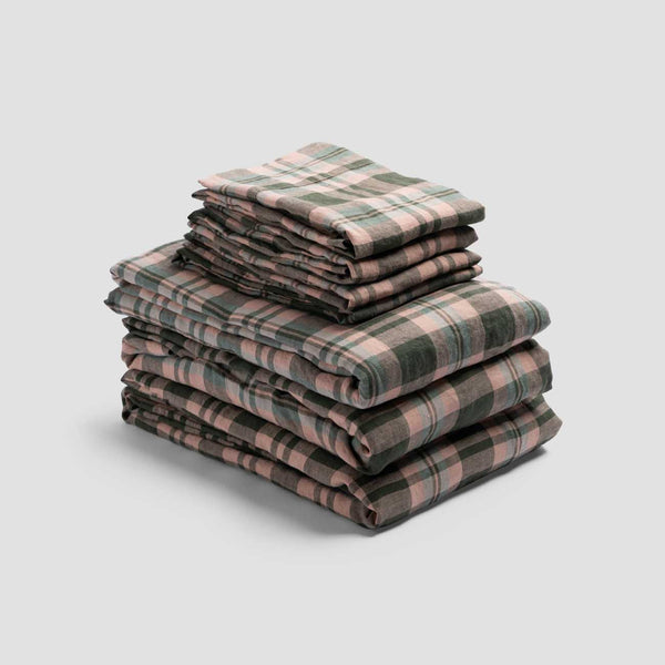 Fern Green Check Linen Bundle