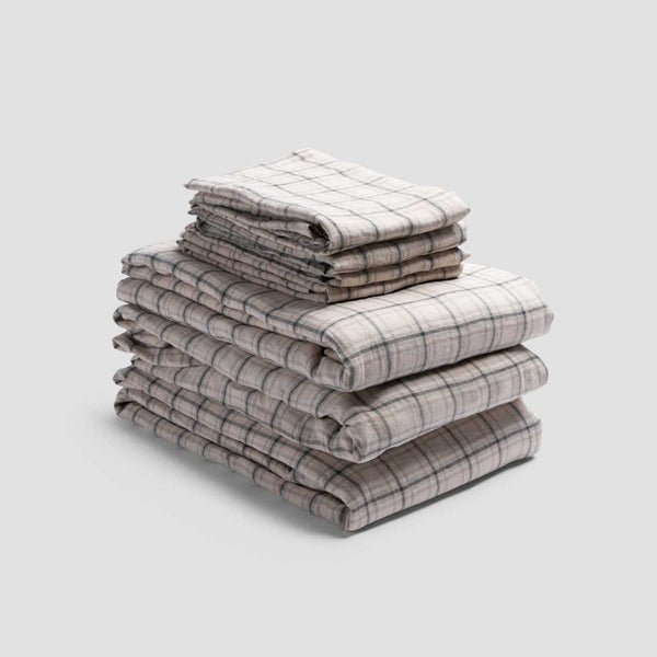 Natural Check Linen Bundle