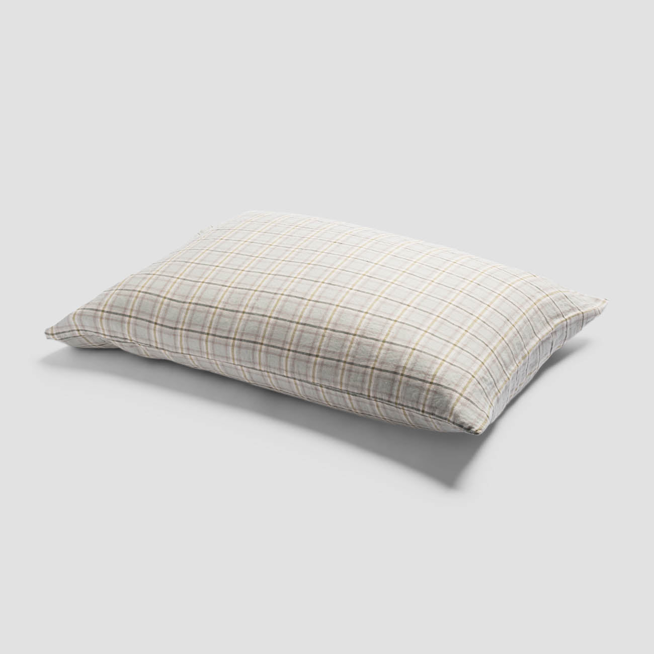 Laurel Green Check Linen Pillowcases (Pair)