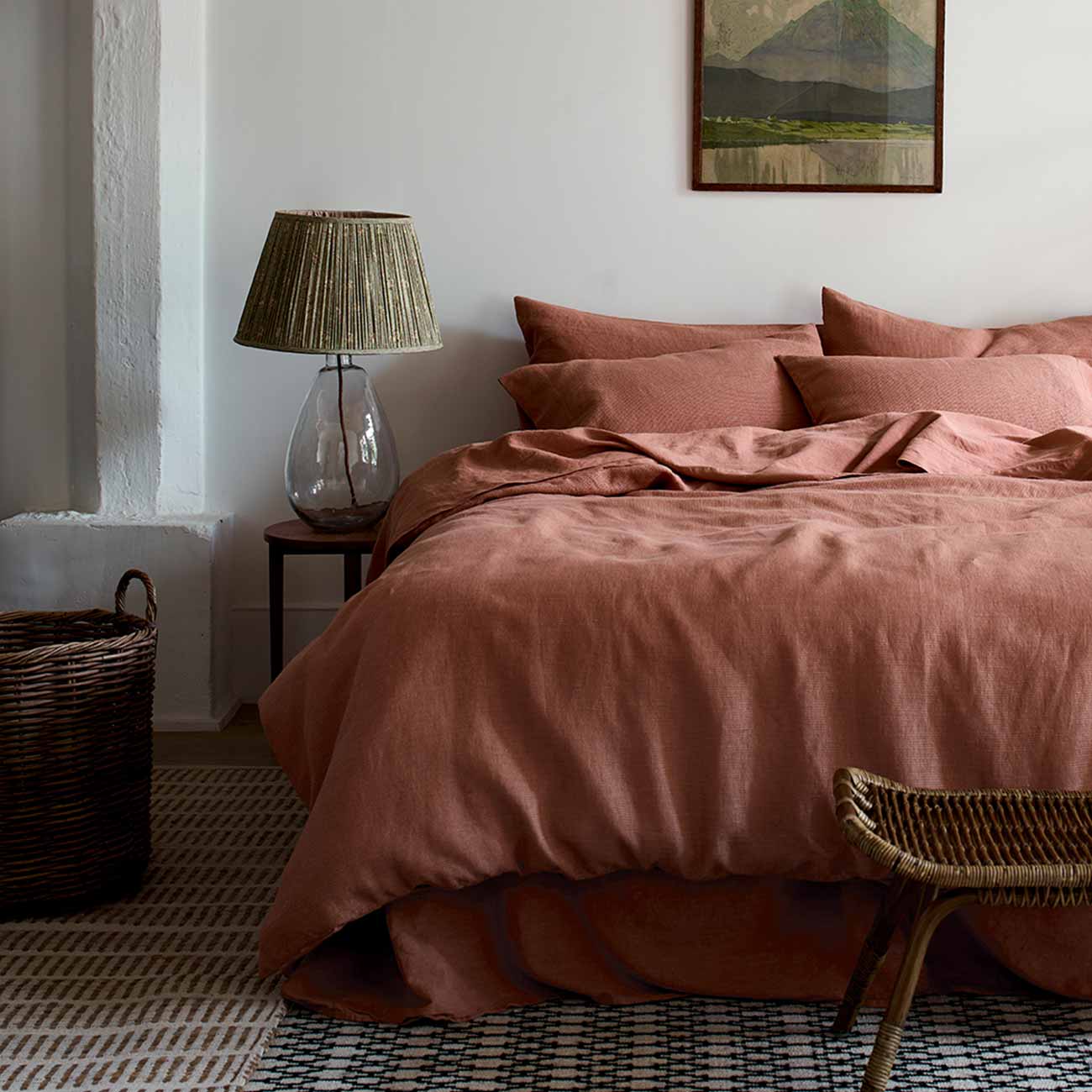 Toffee Waffle Chambray Linen Duvet Cover