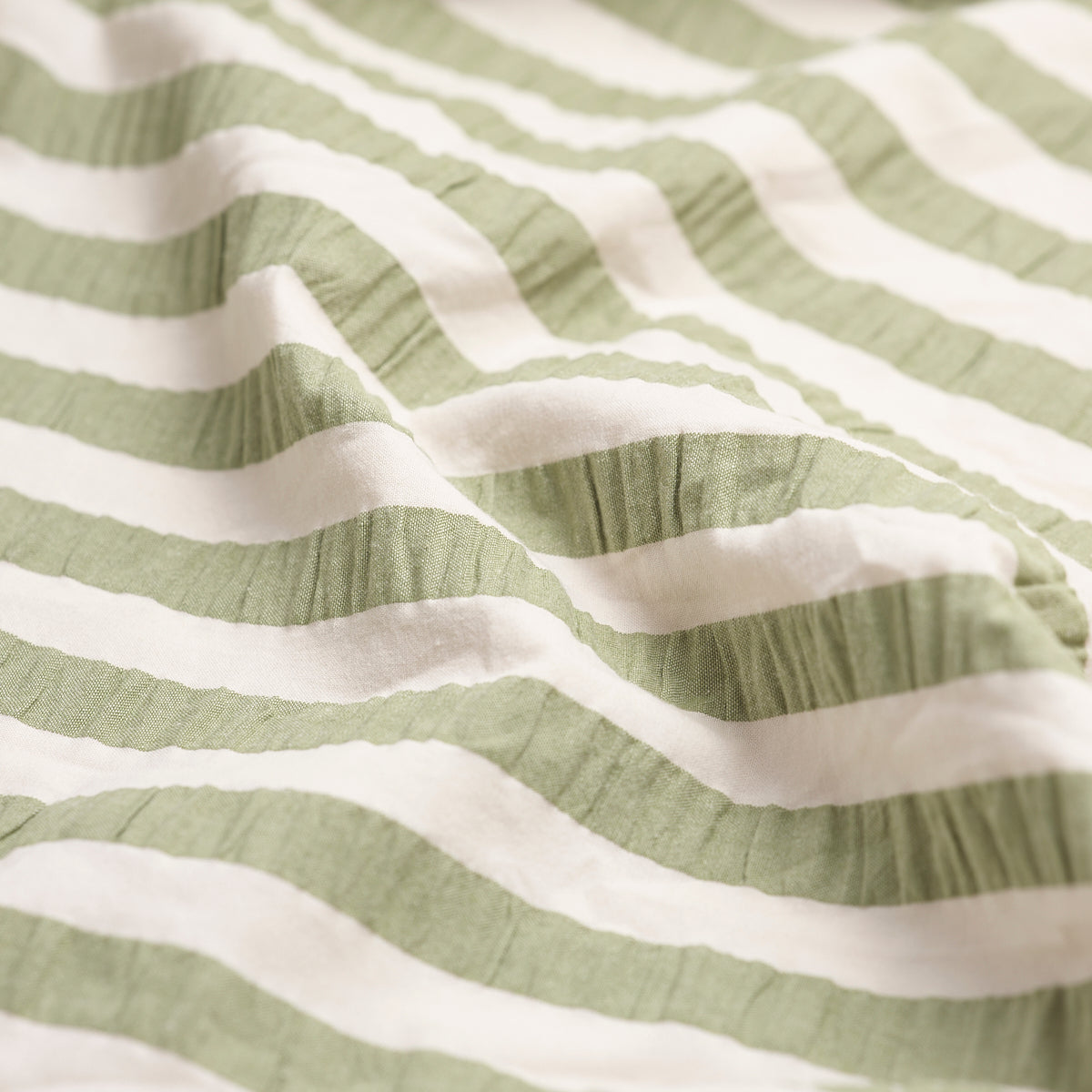 Pear Seersucker Stripe Cotton Duvet Cover Detail