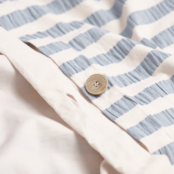 Warm Blue Seersucker Stripe Cotton Detail