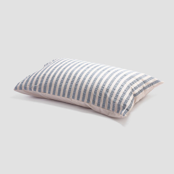 Warm Blue Seersucker Stripe Cotton Pillowcase