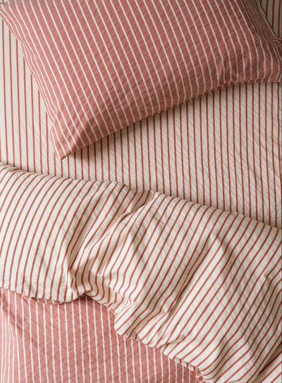 Auburn Red Texture Stripe Cotton Kids Bedding Set - alternate image