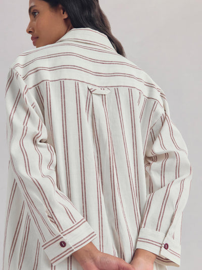 Rhubarb Kemptown Stripe Linen Blend Nightshirt