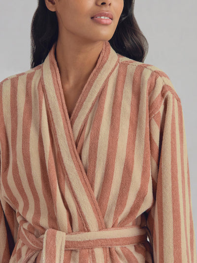 Sand Shell Pembroke Stripe Cotton Robe
