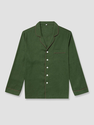 Men's Fern Green Linen Pyjama Shirt