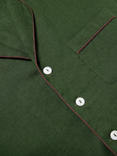 Men's Fern Green Linen Pyjama Shirt