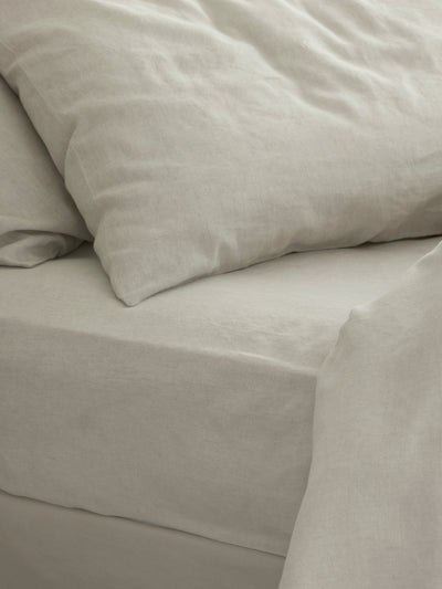 Oatmeal 100% Linen Fitted Sheet