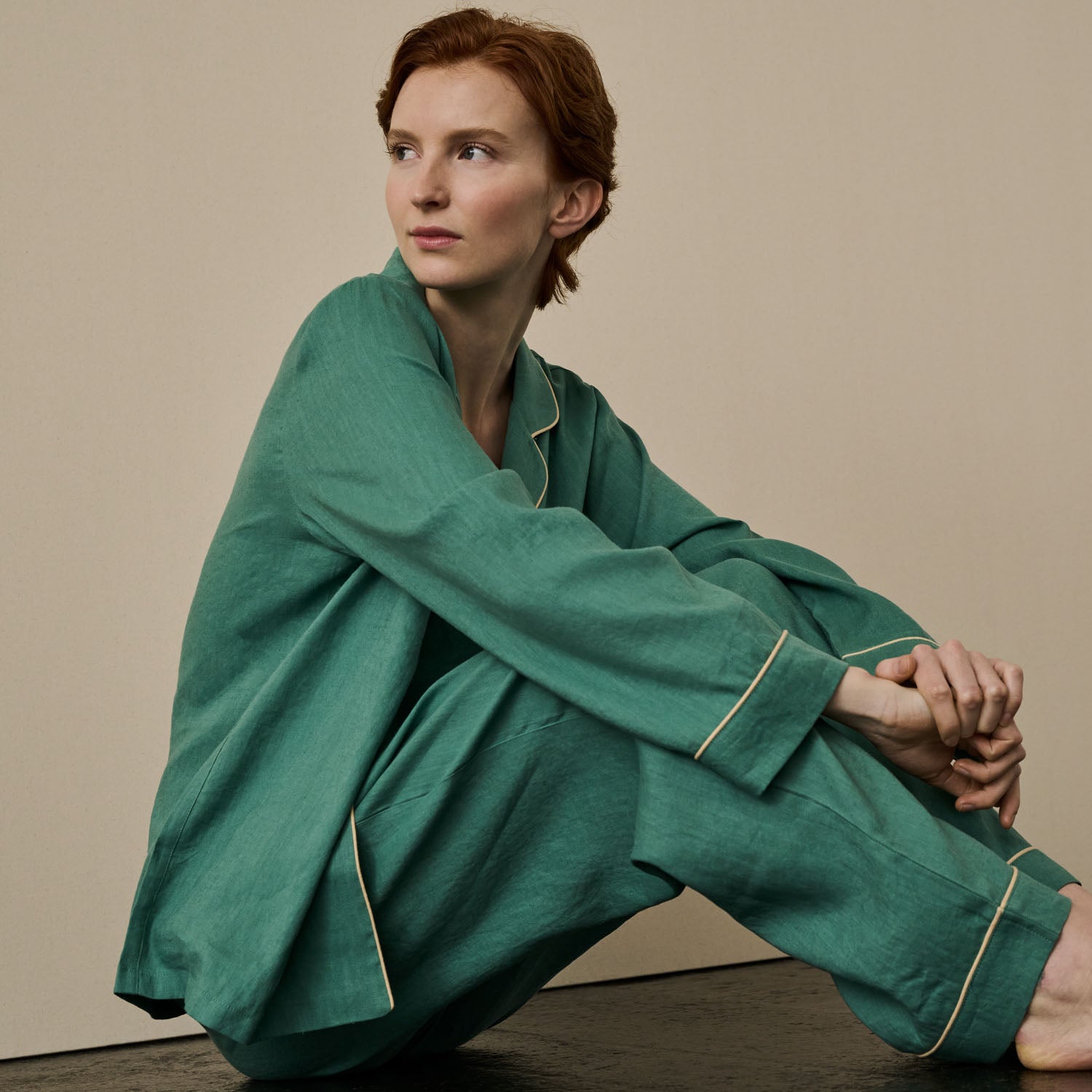 Tranquil Green Linen Women's Pyjama Trouser Set