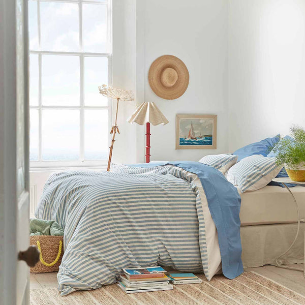 Warm Blue Seersucker Stripe Cotton Bundle