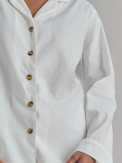 White Linen Blend Pyjama Trouser Set