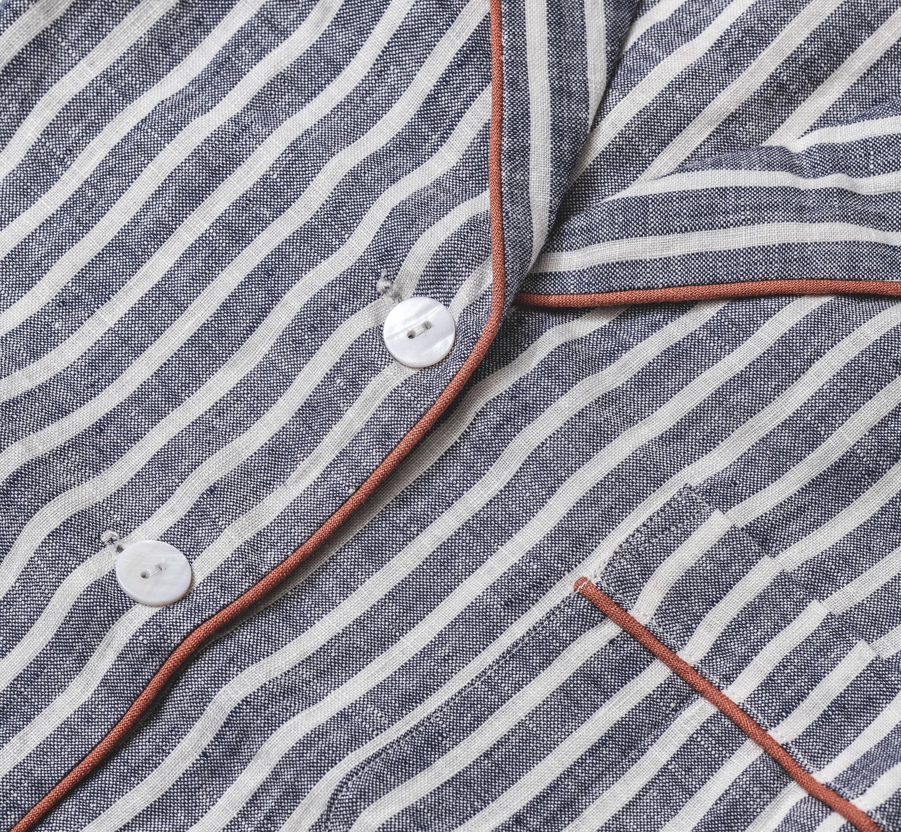 Midnight Stripe Linen Night Shirt - Piglet in Bed