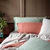 Sage Green, Burnt Orange, Oatmeal and Oatmeal Stripe Linen Bedding