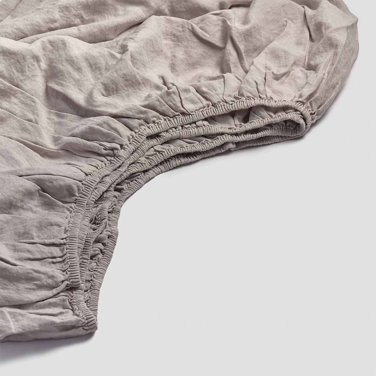 Dove Grey Linen Fitted Sheet