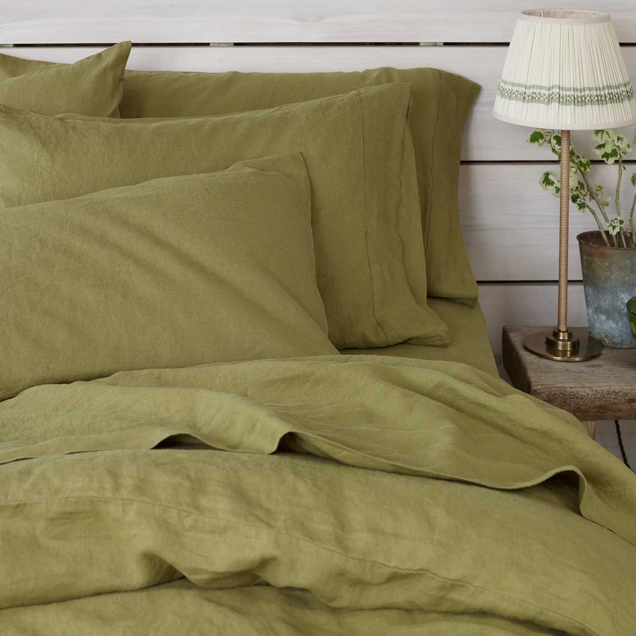 Botanical Green Linen Pillowcases