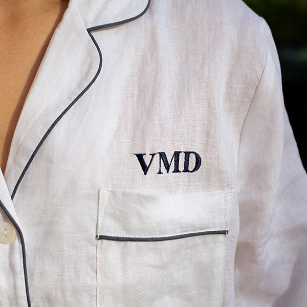 Monogramming - Navy on White