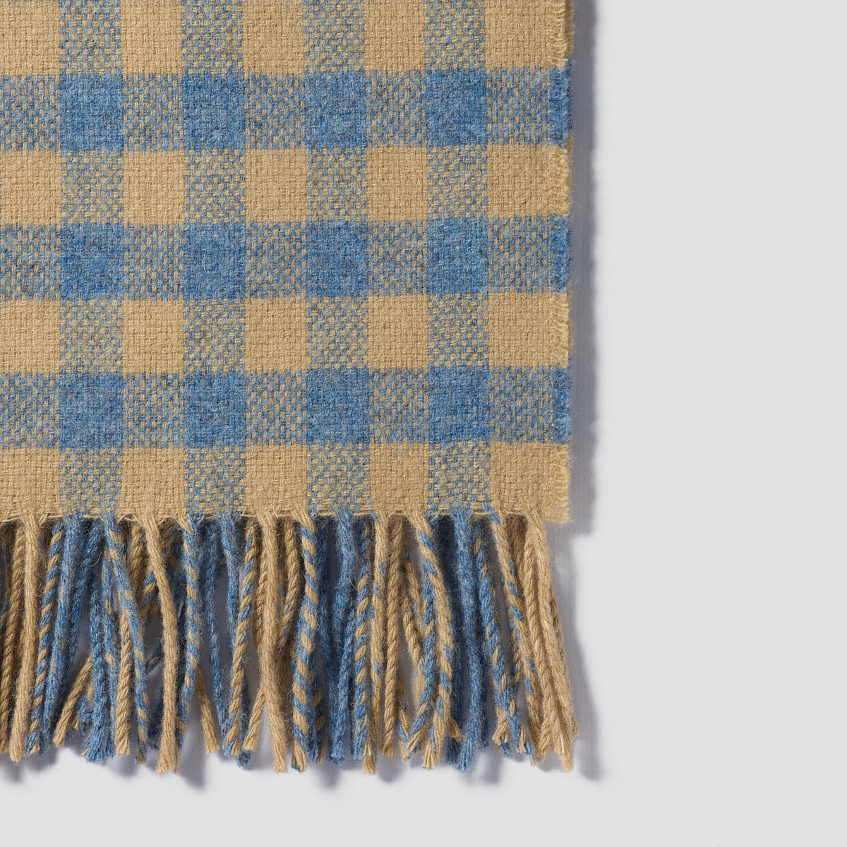 Warm Blue Gingham Wool Blanket - Piglet in Bed