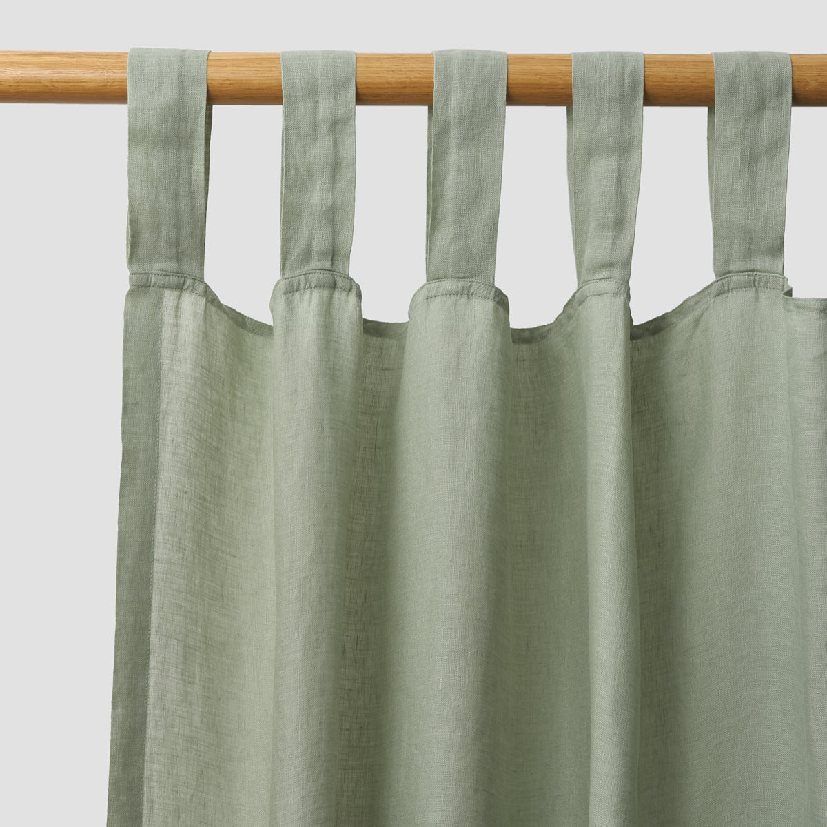 Sage Green Linen Curtains - Piglet in Bed