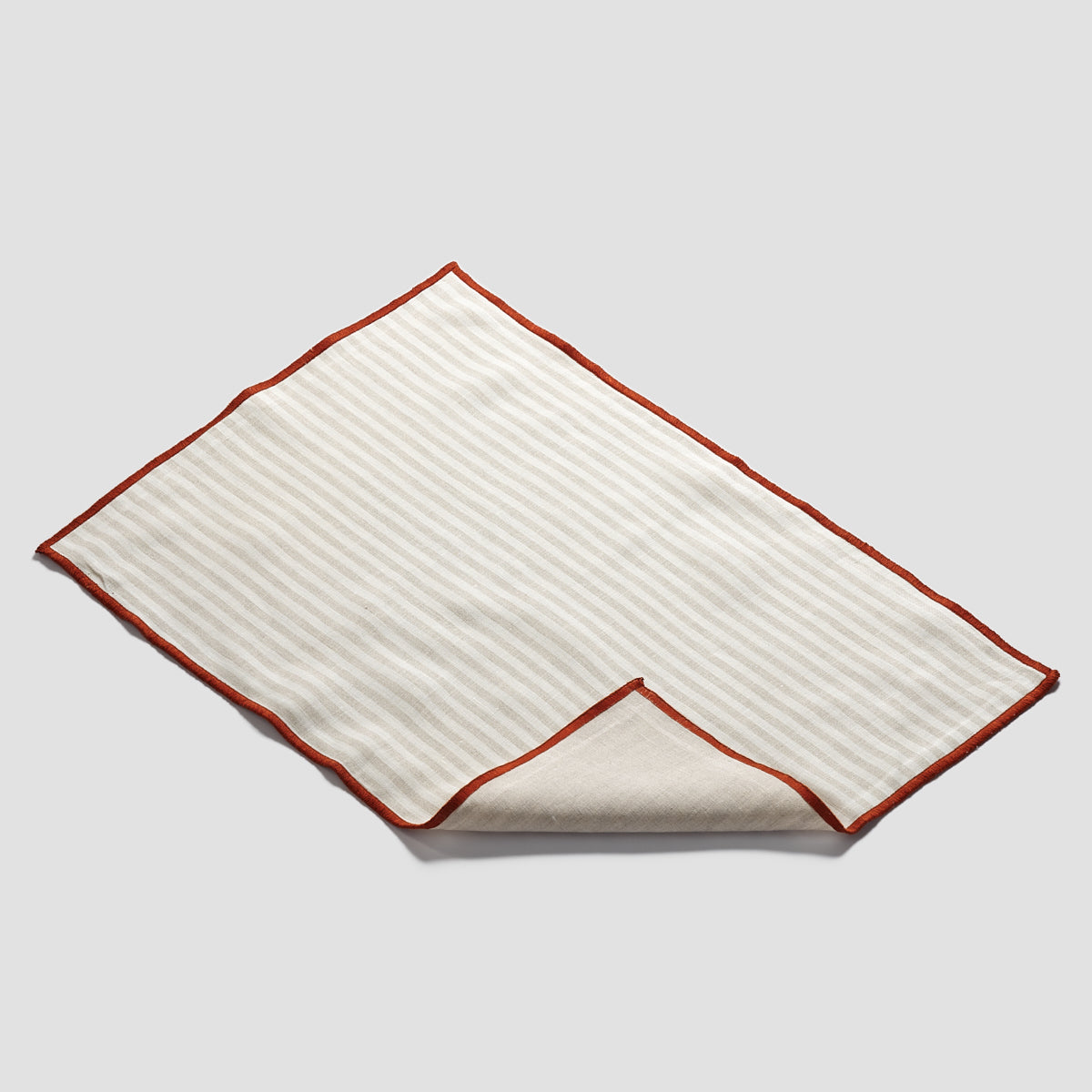 Oatmeal Stripe Linen Placemat Set - Piglet in Bed