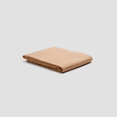 Cafe au Lait Washed Cotton Percale Flat Sheet - Piglet in Bed