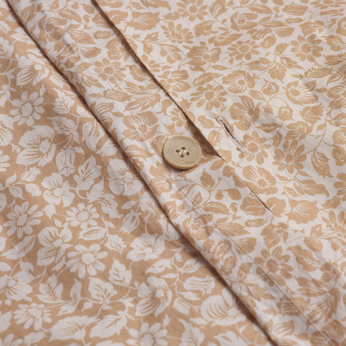 Butterscotch Meadow Floral Printed Cotton Duvet Cover Button Detail