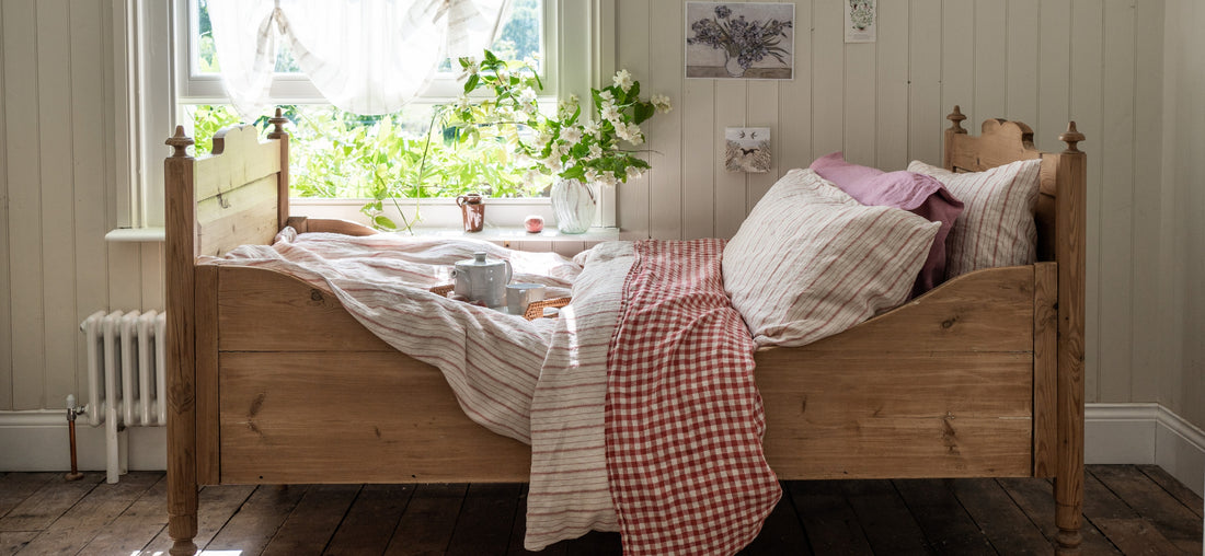 Mineral Red Ticking Stripe bedding 
