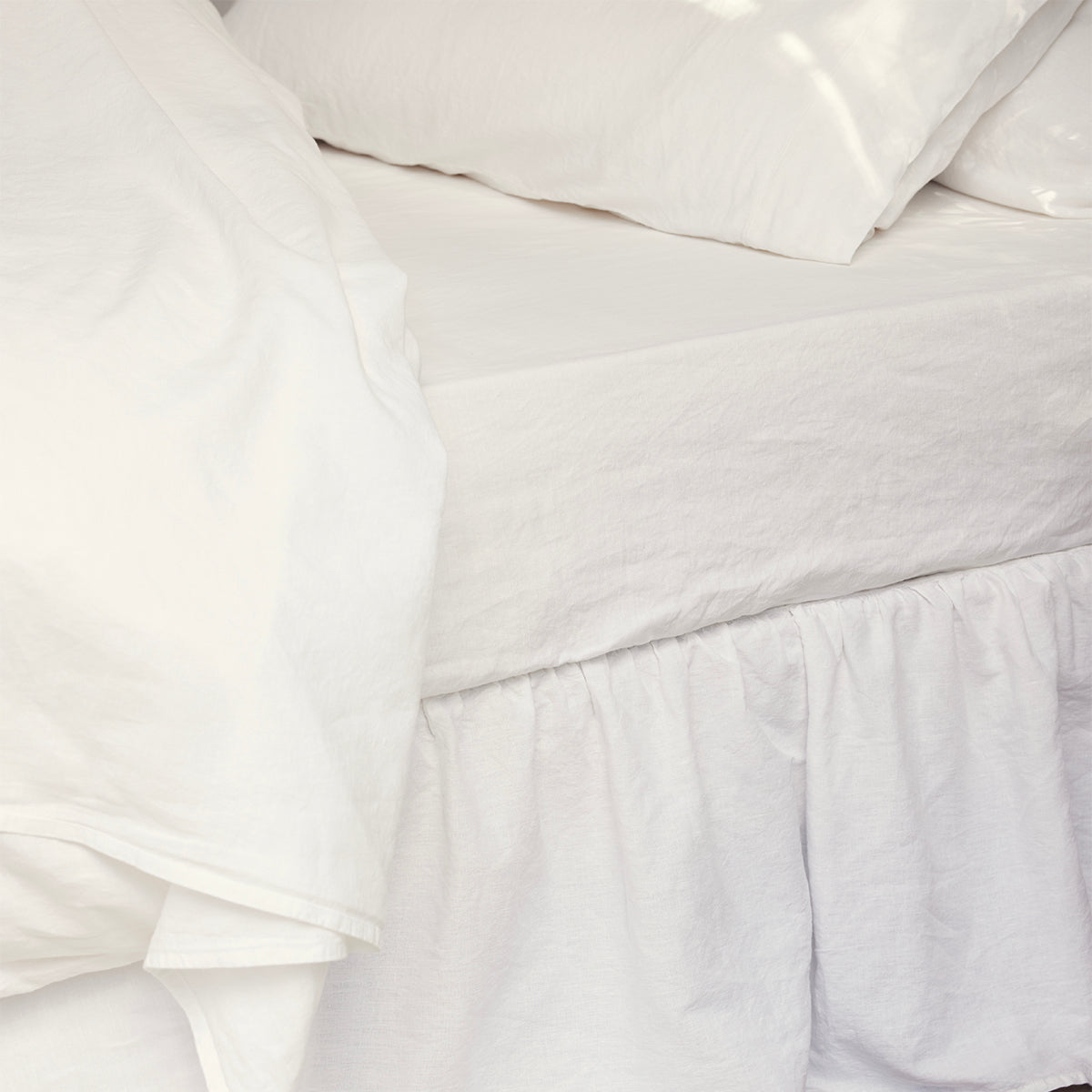 White 100% Linen Fitted Sheet
