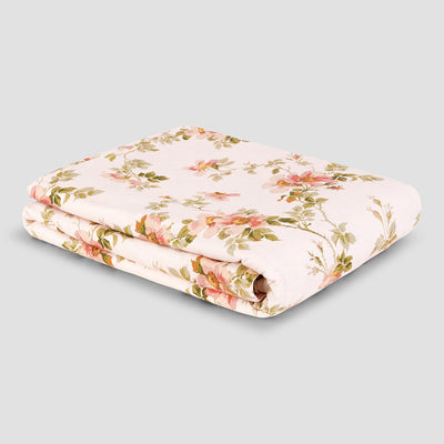 Cream Pastel Field Rose Linen Blend Duvet Cover - alternate image