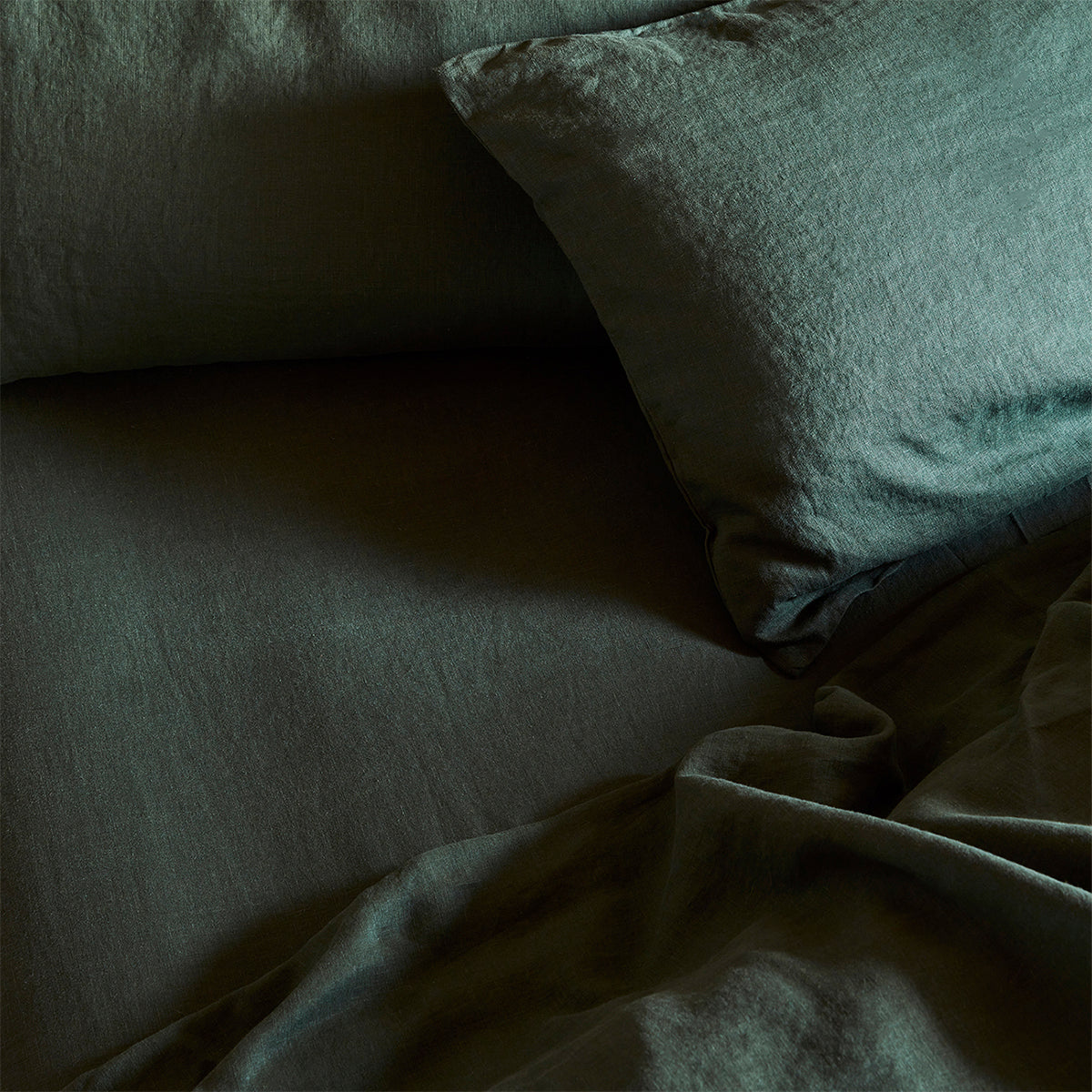 Fern Green 100% Linen Fitted Sheet