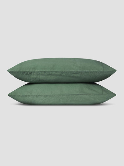 Elm Green Linen Blend Pillowcases (Pair) - alternate image