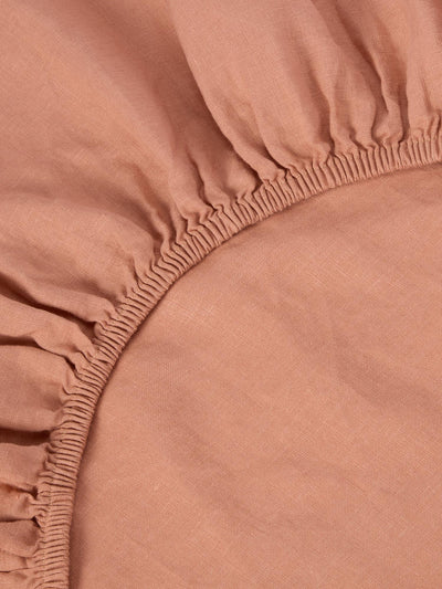 Warm Clay 100% Linen Fitted Sheet - alternate image