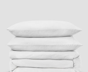 White Linen Blend Duvet Set