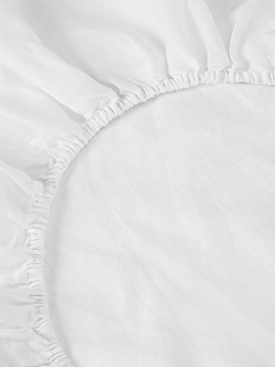 White 100% Linen Fitted Sheet - alternate image