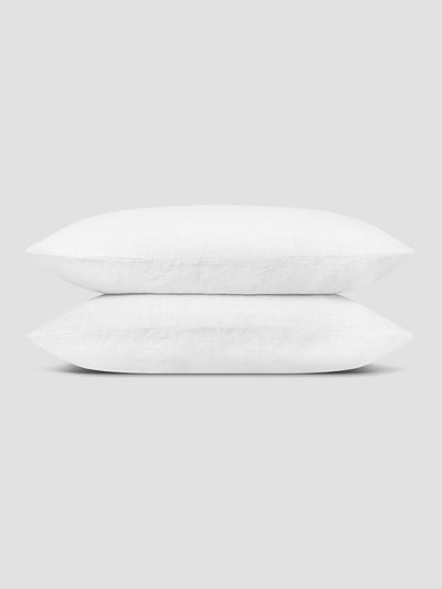 White 100% Linen Pillowcases (Pair) - alternate image