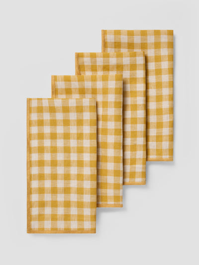 Honey Gingham 100% Linen Napkin Set of 4