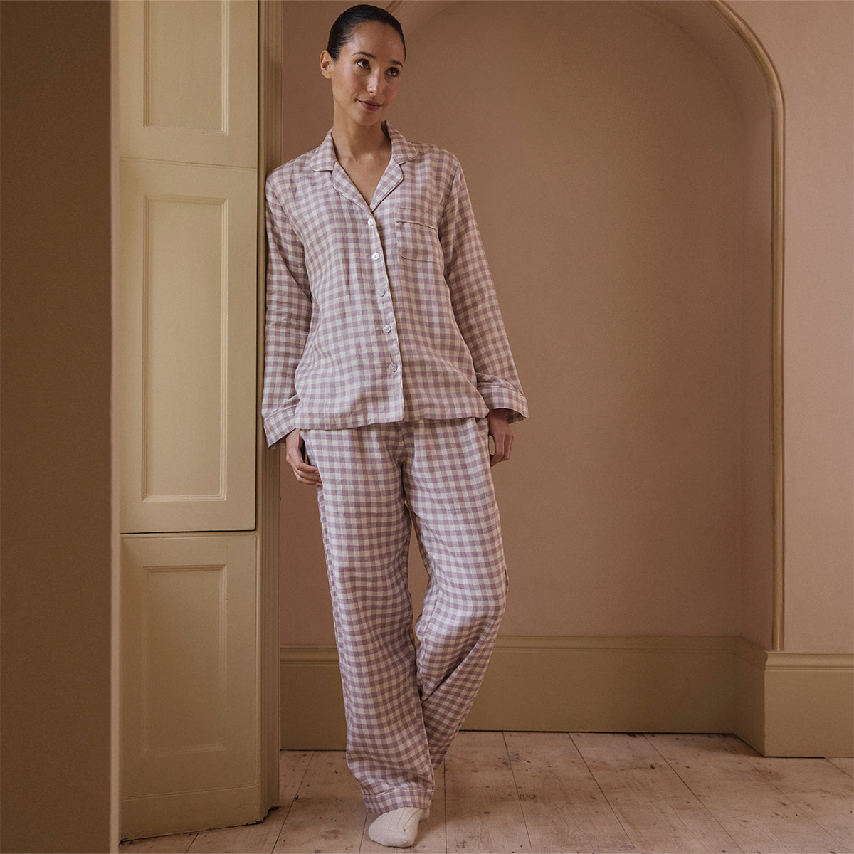 Elderberry Gingham Linen Women's Pyjama Trousers